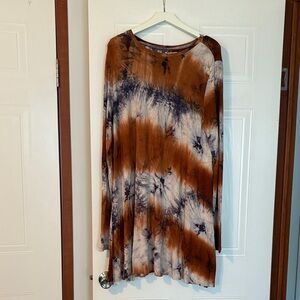 NATURAL LIFE Tie-Dye Dress in Brown and Blue